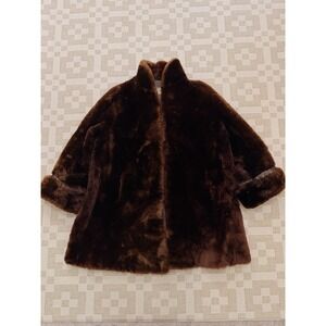 Vintage Landes Furs San Rafael Coat 23x34 Brown Fur Lined 70s